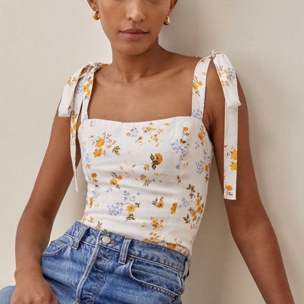 Reformation Ellora Linen Floral Top 💐size 12